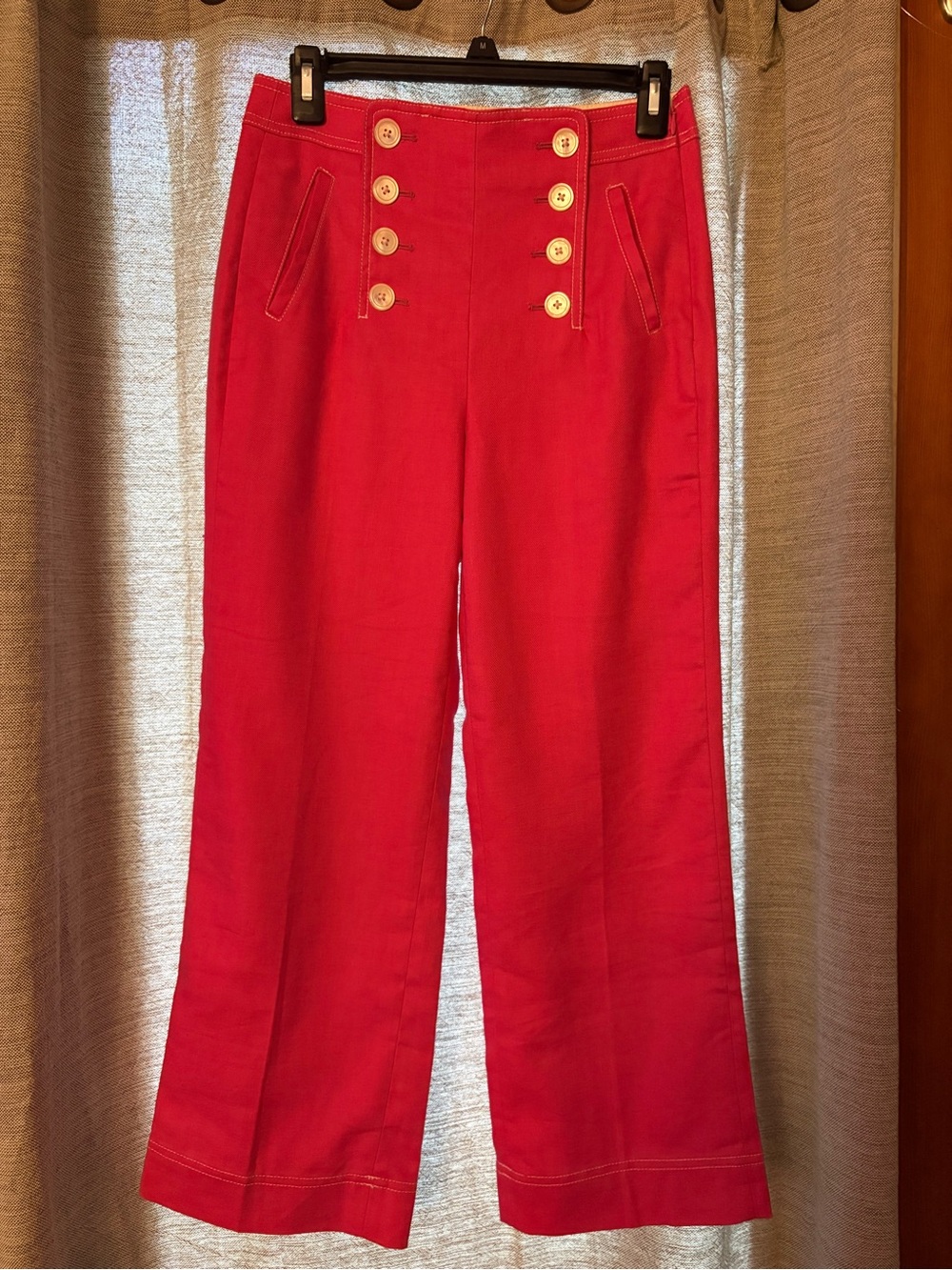 J. Crew Red High-Rise Sailor Wide-Leg Pants
